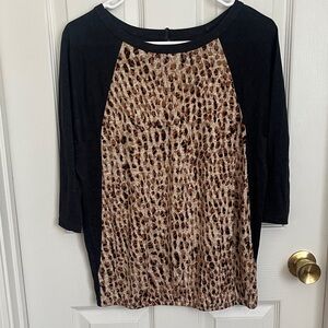Ann Taylor LOFT Leopard Print 3/4 Length Top